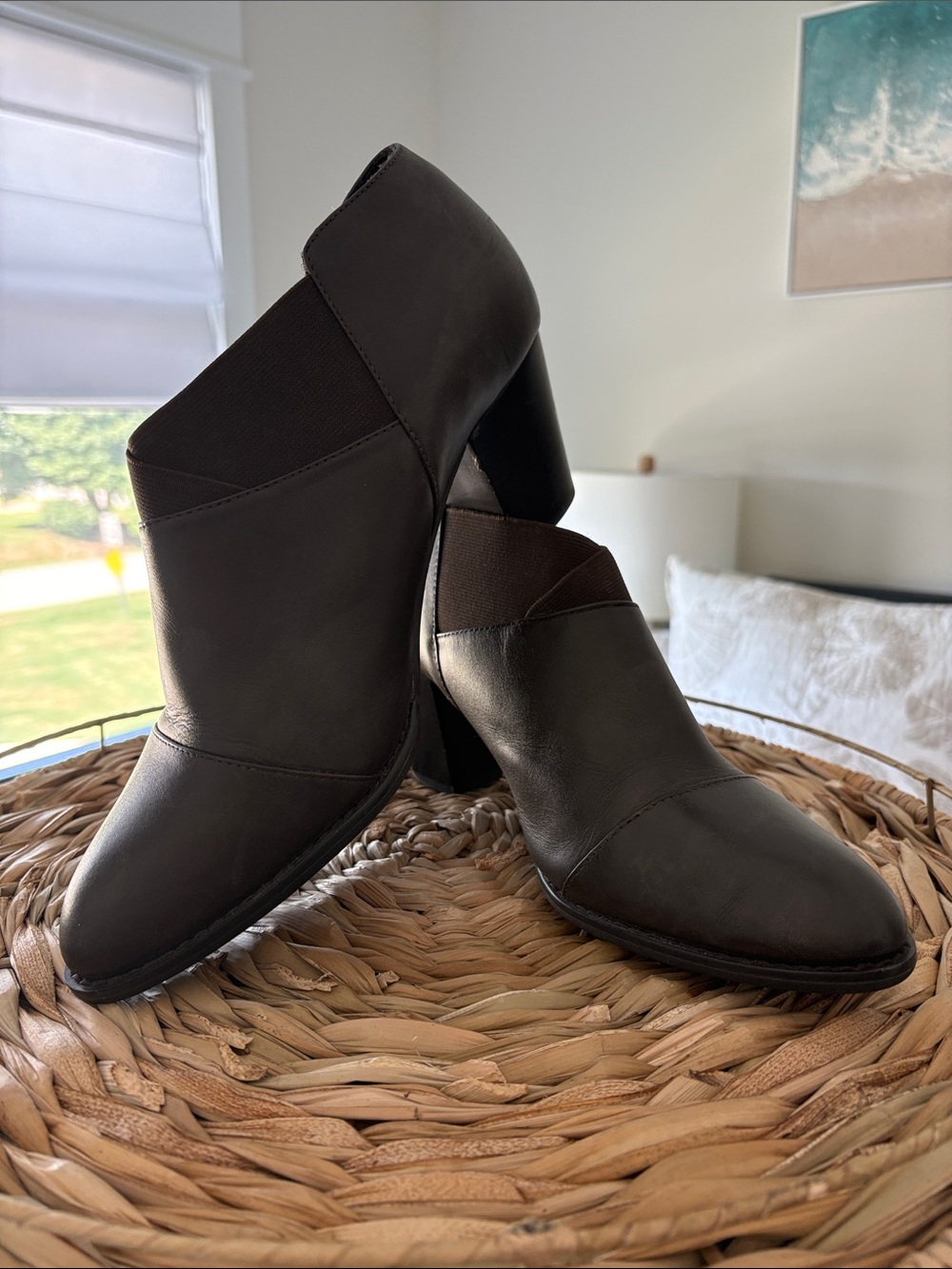 Vionic Dark Brown Leather Heeled Ankle Boots